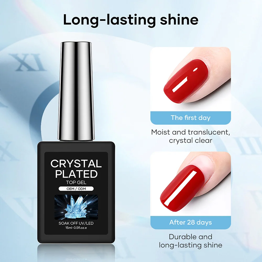 MissGel 2026 New Top Coat Private Label Nail Polish Soak Off UV/LED Gel Polish Top Coat Gel High Plated Crystal Top Coat Gel