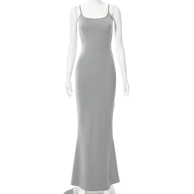 Drop Shipping 2022 Long Elegant Solid Color Slip Bodycon Maxi Dress ...
