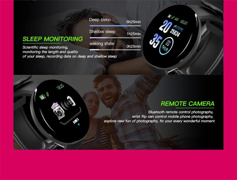 D18 boys girls fit circle smartwatch smart watch combo waterproof portable smart sensor bracelet