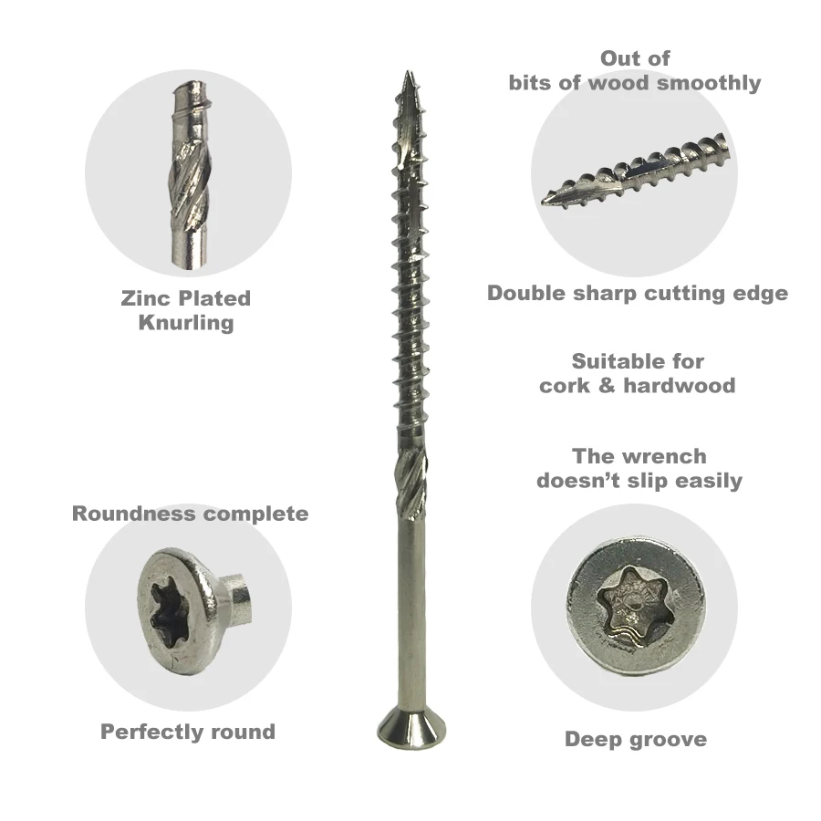 Stainless Steel A2 A4 Type 17 Flat Head Driver Torx Wood Decking Screw