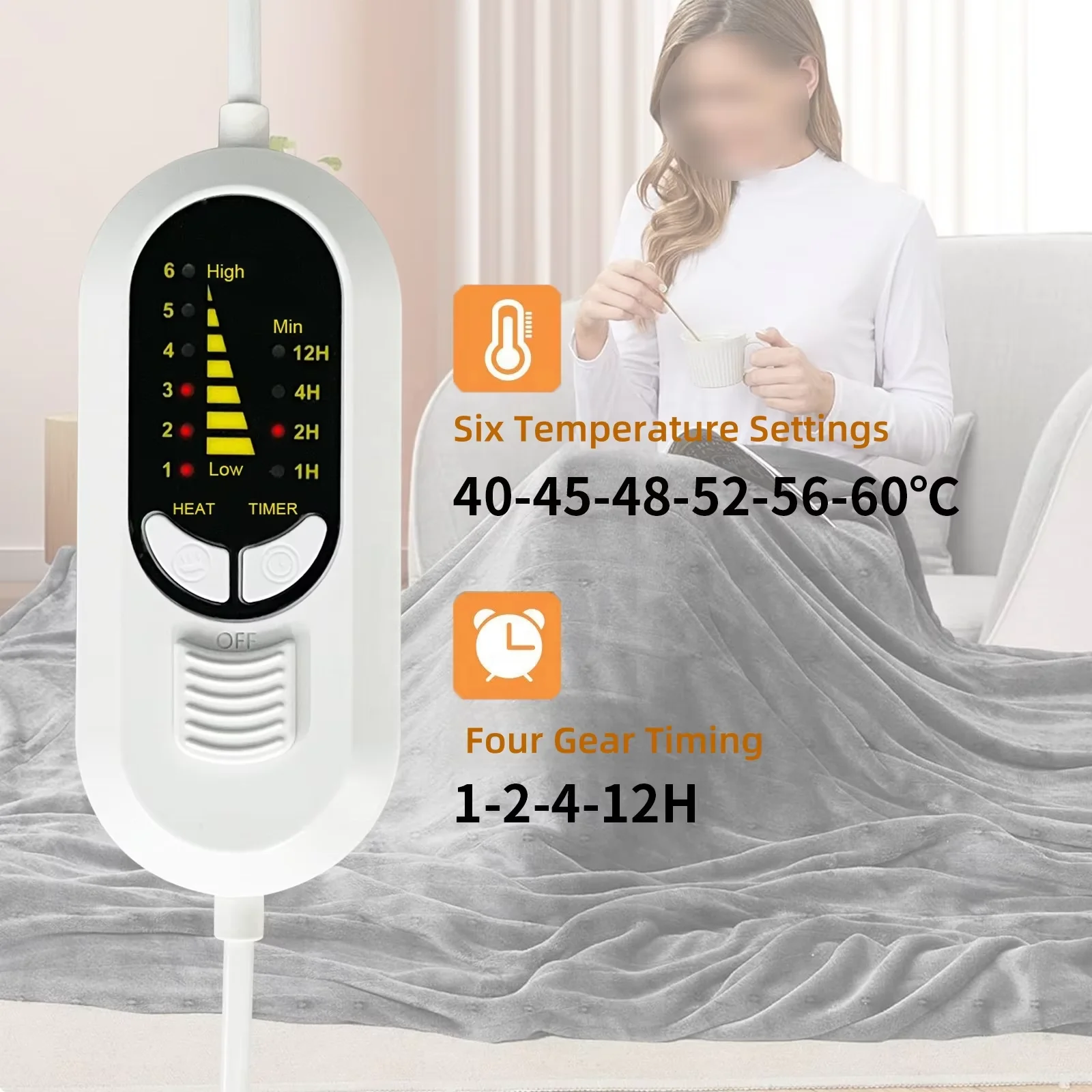 スマート温度調節電気毛布 加熱ショール、膝ウォーマー、洗濯可能な加熱パッド付き オフィスのランチタイム用 3