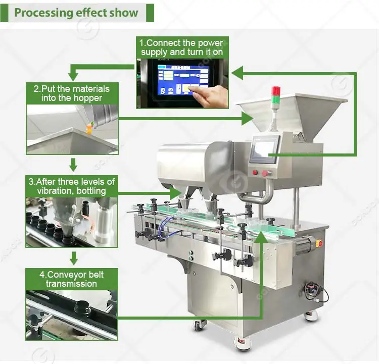 Tablet Pectin Oiled Gummy Chocolate 8 Channel Electronic Filling Bottling Counting Counter Machine Vibration