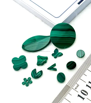 Malachite Stone Factory Custom CNC Cut Clover Green Malachite Leaf V Butterfly Moon Skirt Shape Natural Malachite