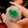 Green chalcedony ring