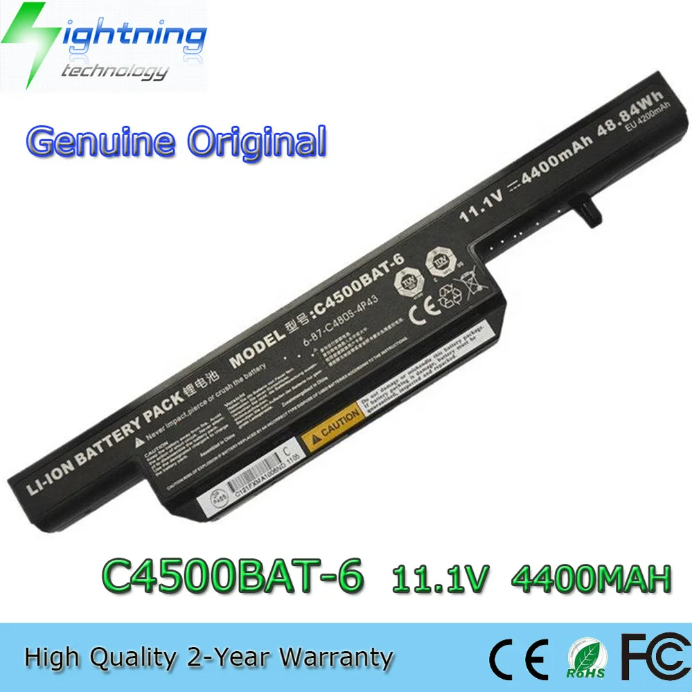 Batteria 11.1V 5200mAh Per Clevo C4500 E Simili: Sostitutiva C4500BAT-6 Per Notebook Clevo, Schenker, XMG - 4