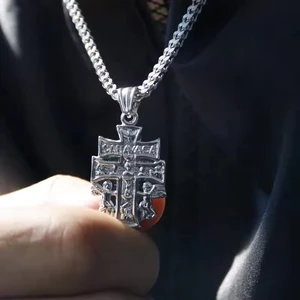 Wholesale Hip Hop Jewelry Gold Plated Silver Angel Double Cross Pendant Necklace