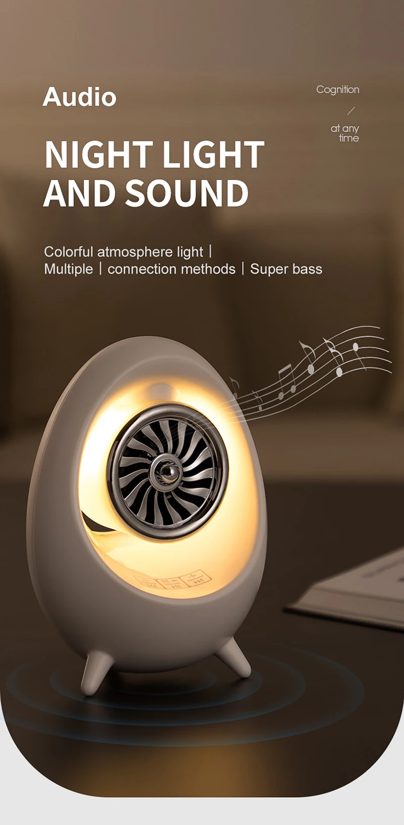 Mini wireless speaker with built-in led lights