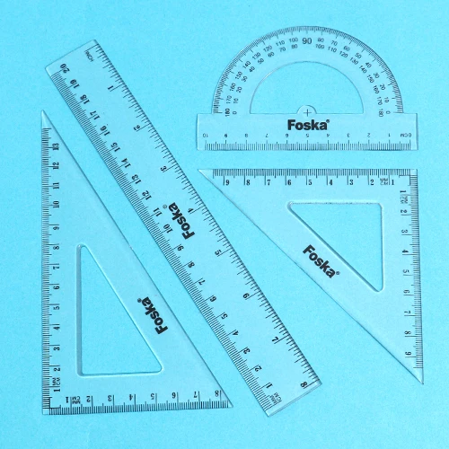 Foska Protractor Straight and Triangle - Math Geometry Tools