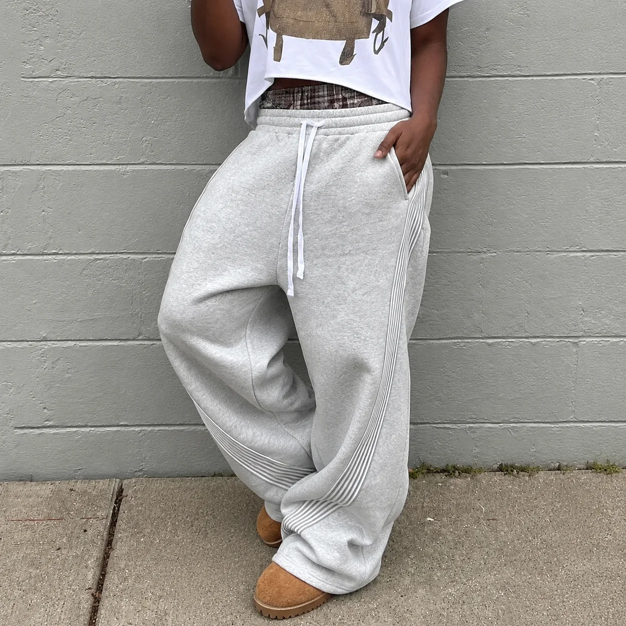 Streetwear Men Hip Hop Baggy Oversized Double Waist Drawstring Striped Casual Jogger Track Pants Sweatpants gallery 3