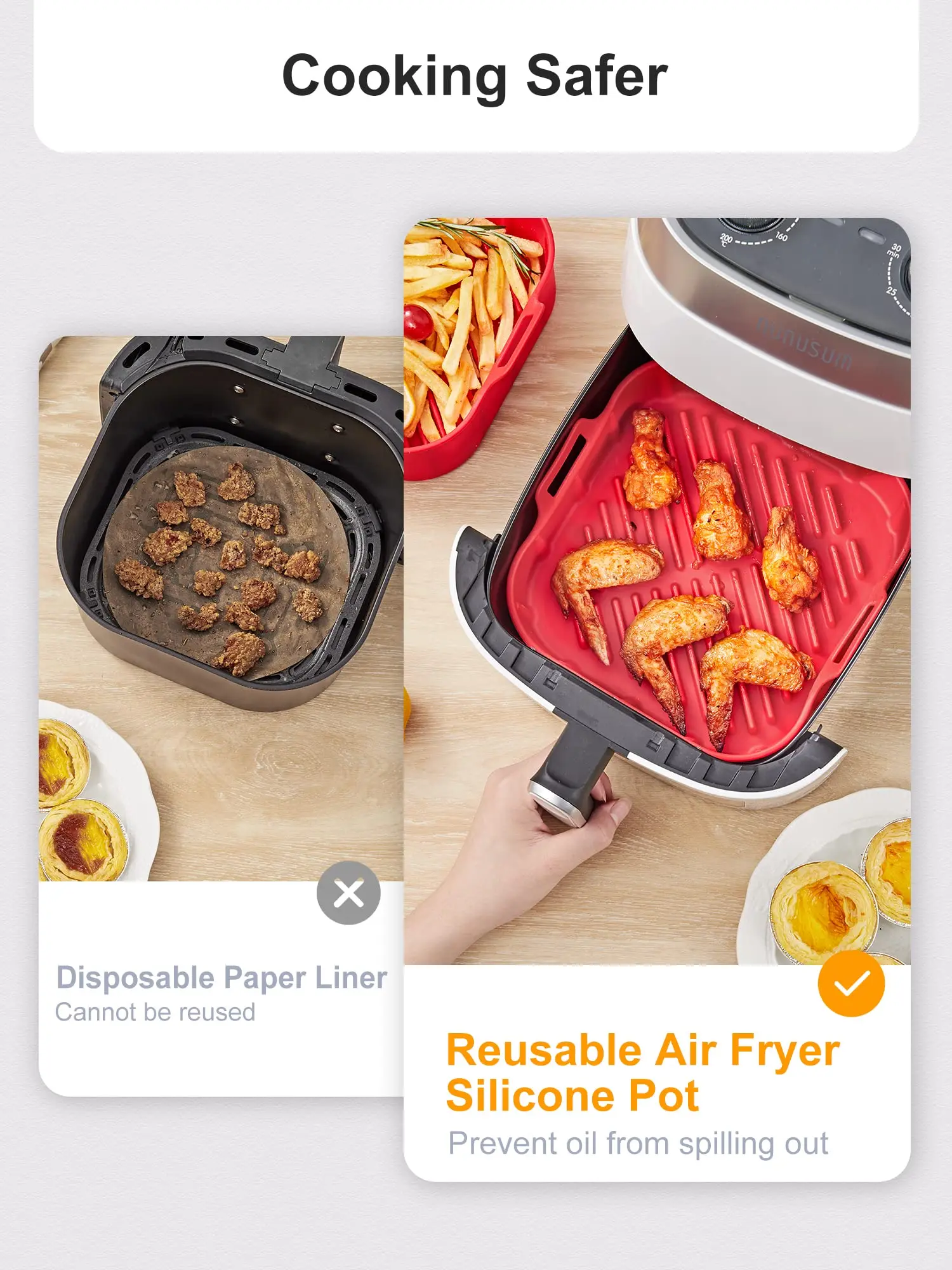 Reusable Food Safe Airfryer Silicone Pot Basket Air Fryer Liner