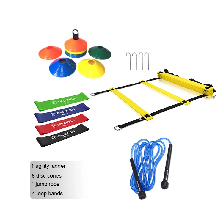 Kit D’entraînement De Football PORFOYO – échelle 6m, 12 Cônes, Corde à Sauter, Ceinture Ballon, Sac De Rangement