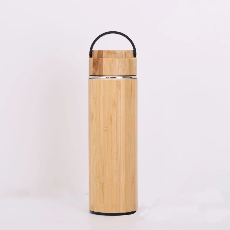 Premium Bamboo Stainless Steel Vacuum Insulated Thermo Bottle 500ml ...