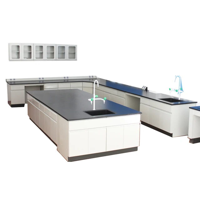 customizable clean room sterilization room stainless steel lab table lab bench with pp sink + faucet with wall mounted cupbard