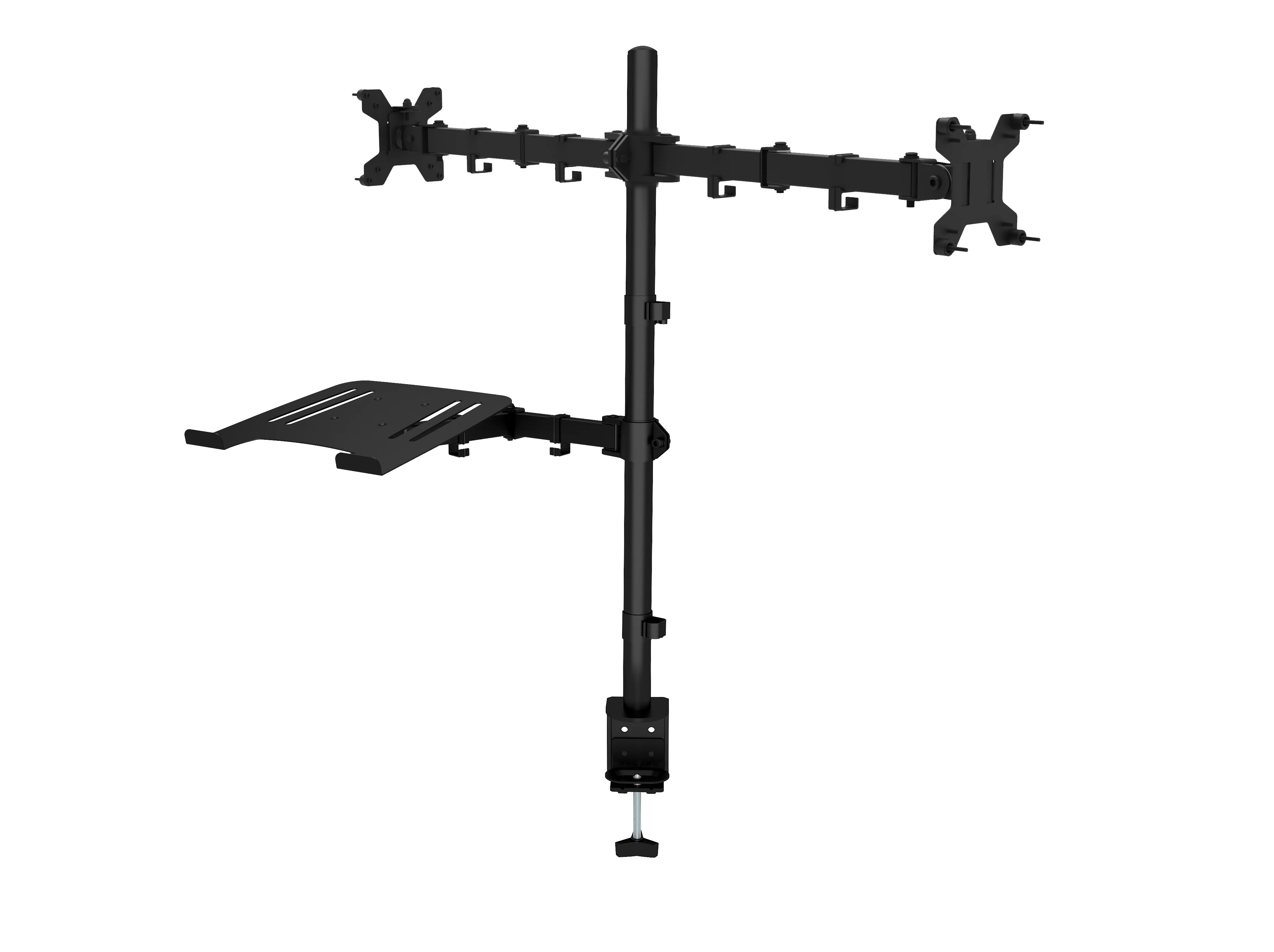 Dual Arm Monitor Mount Bracket Desktop Monitor Arm With Laptop Stand Height Swivel Tilt Angle Adjustable Cable Management