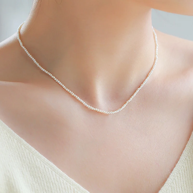 FENGZUAN Freshwater Pearl Necklace - 925 Sterling Silver