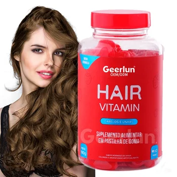 OEM ODM Strawberry Gummmies With Vitamin Biotin Hair Nail Growth Gummy Candy Hair Vitamin Gummies