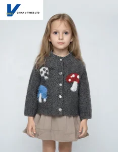 China V-Times 2026 Spring Autumn Girls' Sweater New Casual Children's Knitted Cardigan Super Stylish Baby Coat Following Autumn