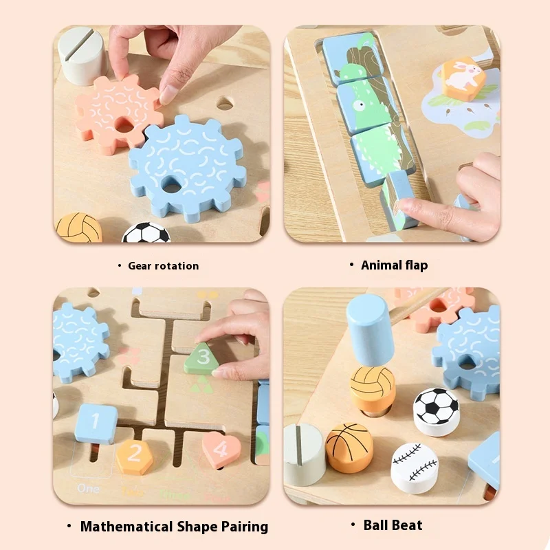 공장 직판 양면 목재 바쁜 보드 남녀공용 몬테소리 교육용 목재 보드 게임 어린이 유치원 놀이용