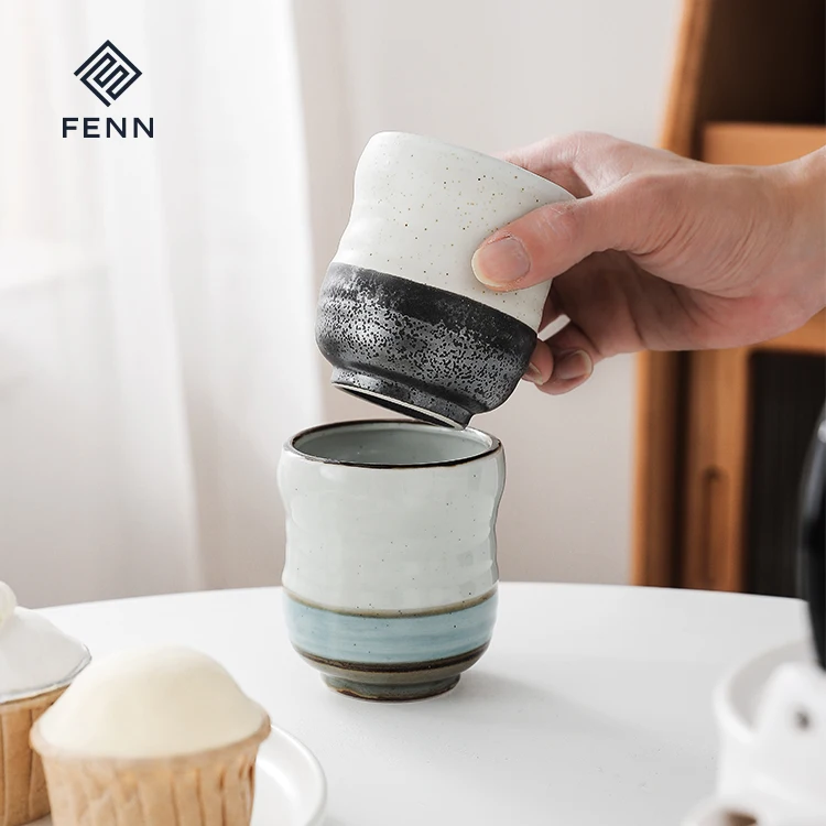 FENN High Quality Vintage Pottery Cup Customized Creative Tea Water Coffee Ceramic Cup For Home Stoneware Tea Cup