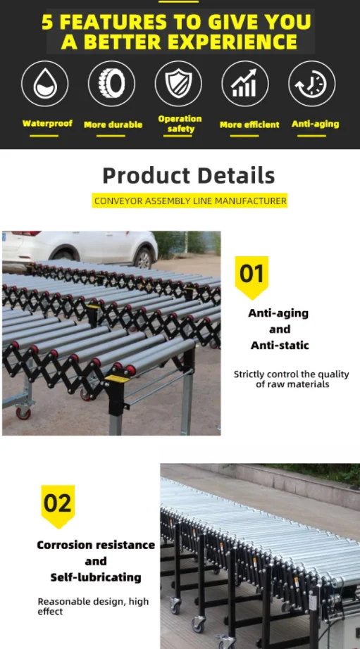 conveyor system Flexible Gravity Skate Wheel Extendable Conveyor roller conveying for Efficient Package Handling