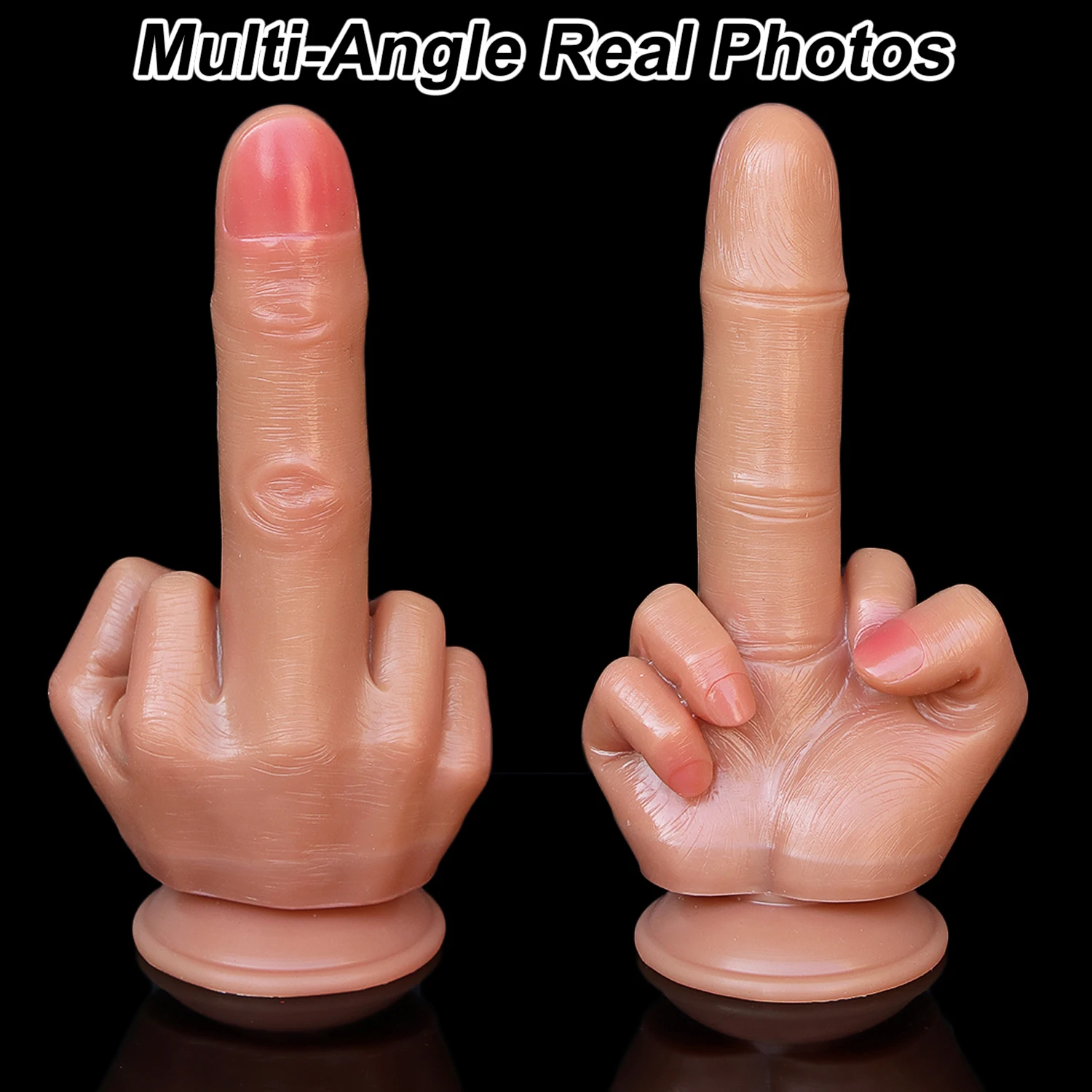 Free Custom Box - Huge Spoof Middle Finger Gift Thick Dildo Gay Soft Silicone Dick Big Suction Cup Artificial Penis Anal Plug