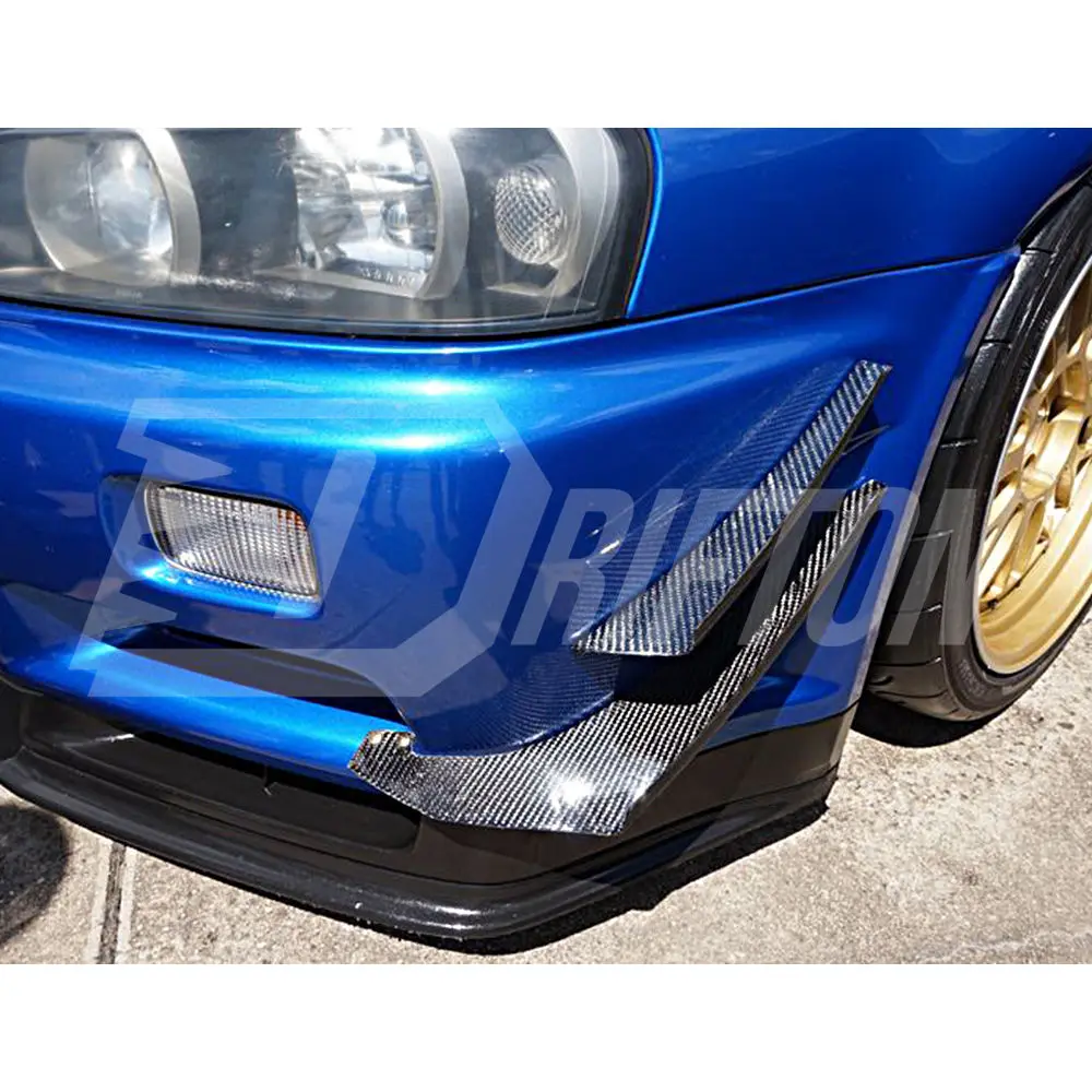 アルススタイル カーボンファイバー フロントバンパーカナード 日産R34