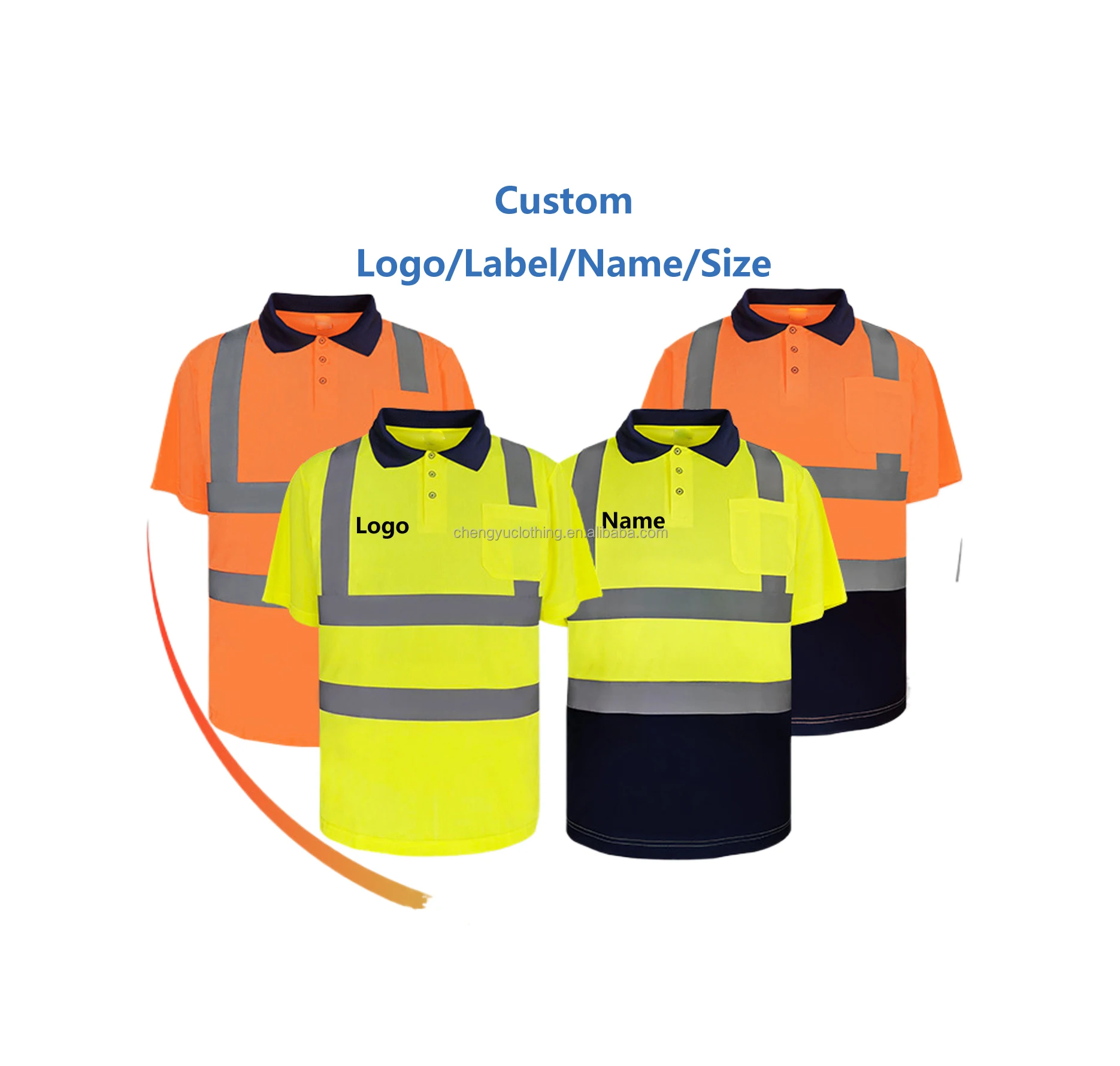 Wholesale quick dry hi vis polo shirts with reflective tape men summer uniform polo shirt quality cu