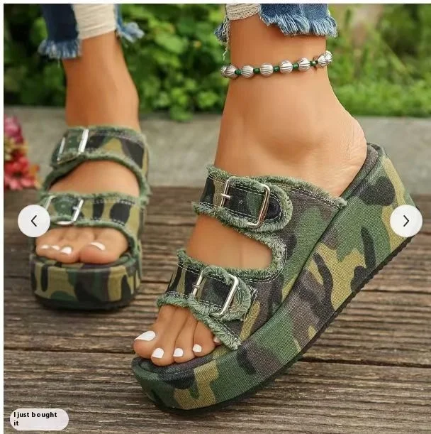 Women's Lightweight Casual Wedge Sandal Slippers Large Size Slip-On Closure Thick Sole Beach Shoes for Summer Autumn Outdoors