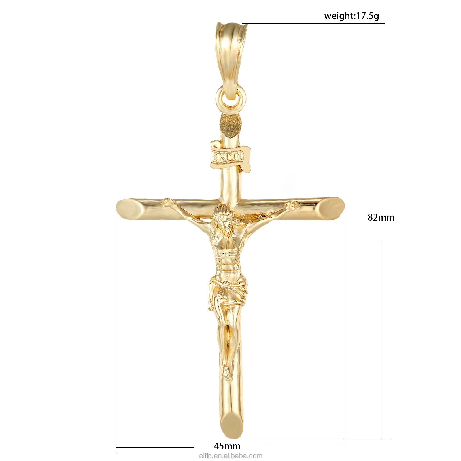 Elfic Fashion Jewelry Necklace Christian Pendant,hot Sale 14K Gold Plating Cross Pendant