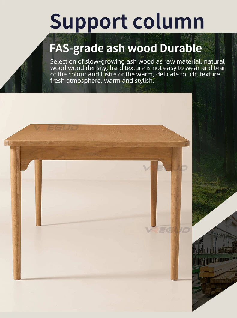 Custom Minimalist Solid Wood Dining Table Vintage Rectangular ...