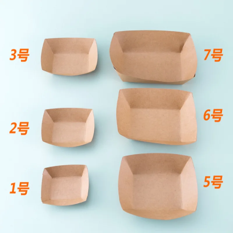 Disposable Kraft Paper Boat Box Takeaway Snack Catering Box Food Packaging Square Box factory