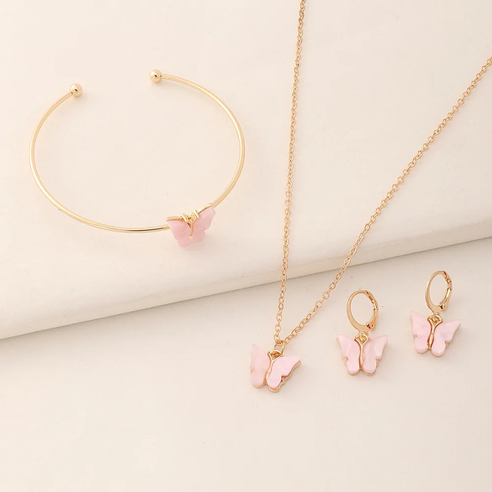 Butterfly Charm Necklace & Earrings Set