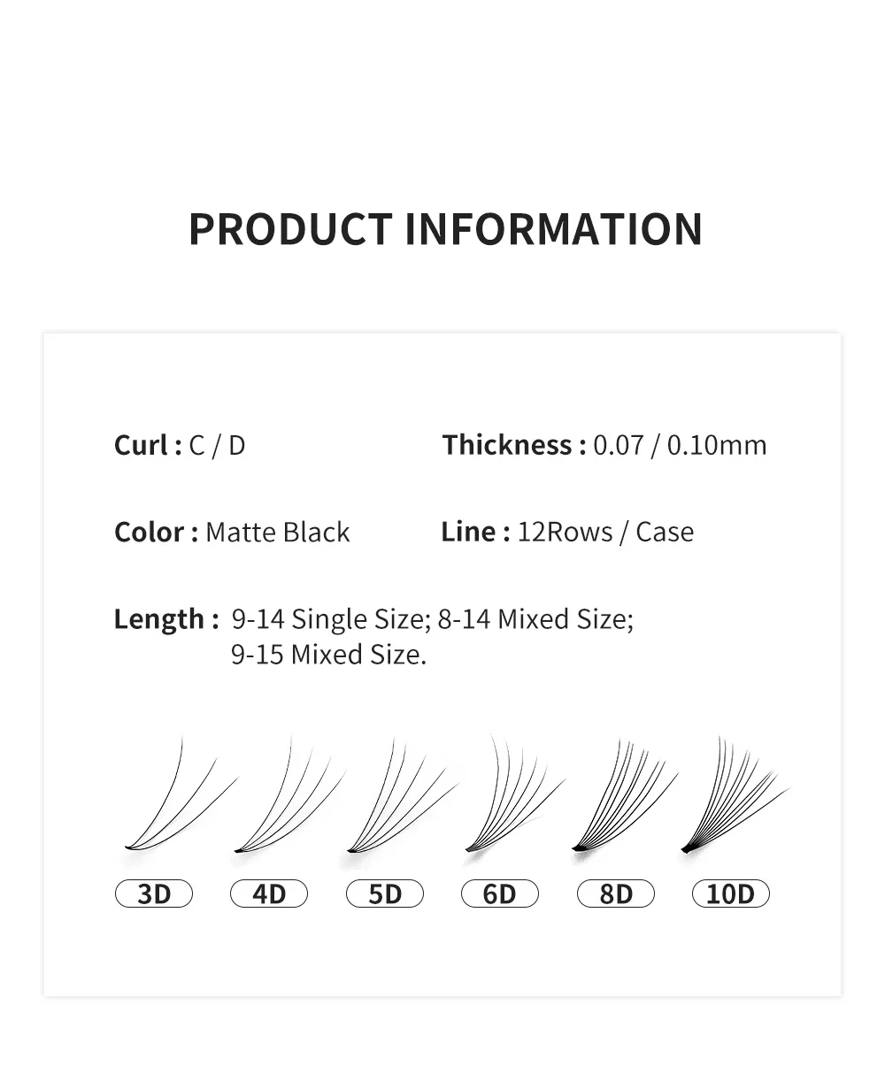Diyday 3d 6d 8d 10d Pre Made Fans Korea Pbt Silk Vegan Volume Eyelash Extensions Trays Eyelash