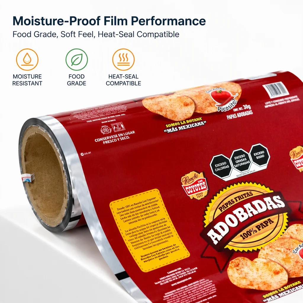 BOPP Packaging Film Roll Custom Printed Food Grade Moisture Proof Heat Seal Roll for Potato Chips Snack Sachet Packing