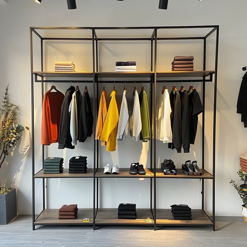 Luxury Complete Set Clothing Rolling Rack Retail Used Clothing Racks