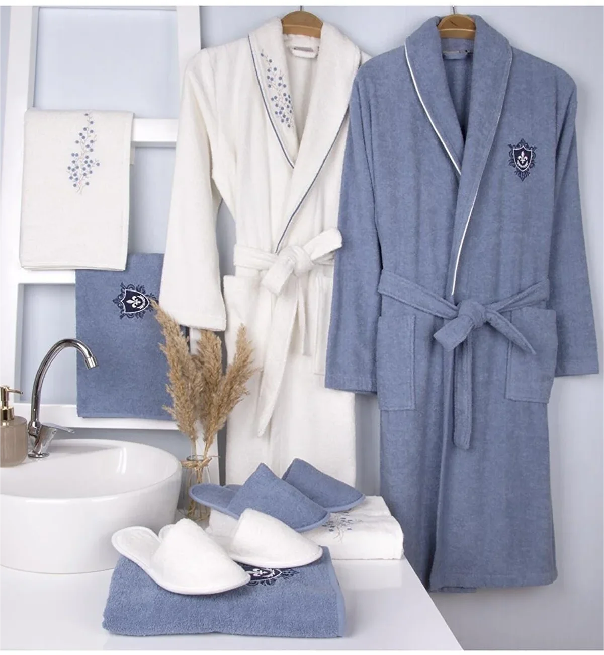 OEM LOGO Customizable  High Quality wholesale Family Couple Bathrobe Bath Towel Set Unisex 100% Cotton Terry Pajama robes