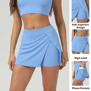 Custom New Summer Cooling Women 2 Pcs Anti-Slip High Waist Yoga Tennis Skirts Tennis Skirts with Pockets