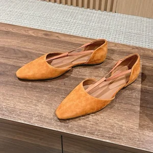 2026 Spring/Summer New Product Retro Hollow Sandals Sheepskin Genuine Leather Women's Shoes Customizable Logo slip on