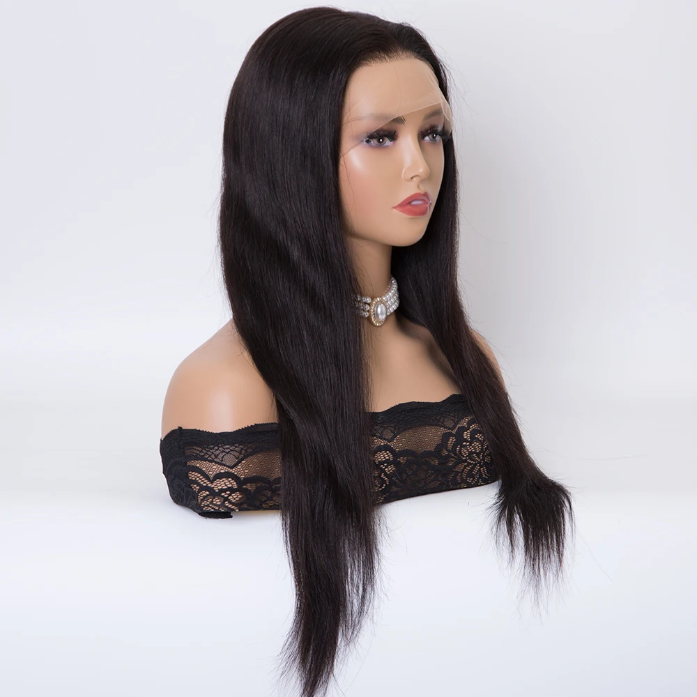 18 inch natural black color HD full lace wigs human remy hair wigs for women