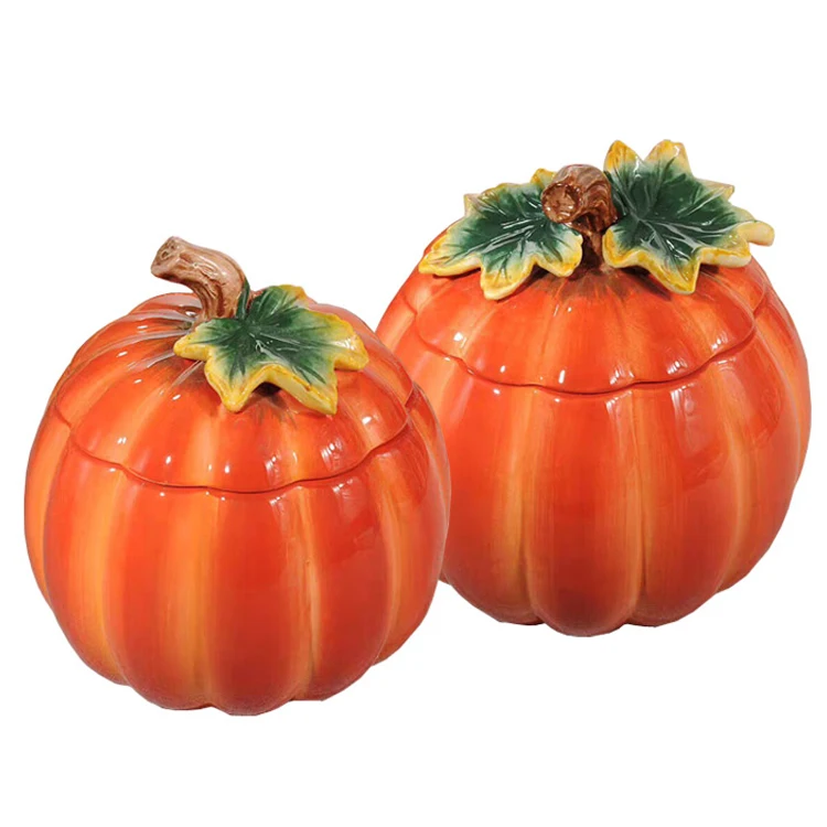 Tarro De Cerámica Para Té O Café Con Diseño De Calabaza - Con Tapa, Ideal Para Almacenar