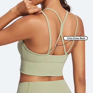 Lightweight Classic Cross Back Push-Up Sports Bra for Gym Yoga Bra With Thin Straps High Elastic Active Sport Bras Top Fitness