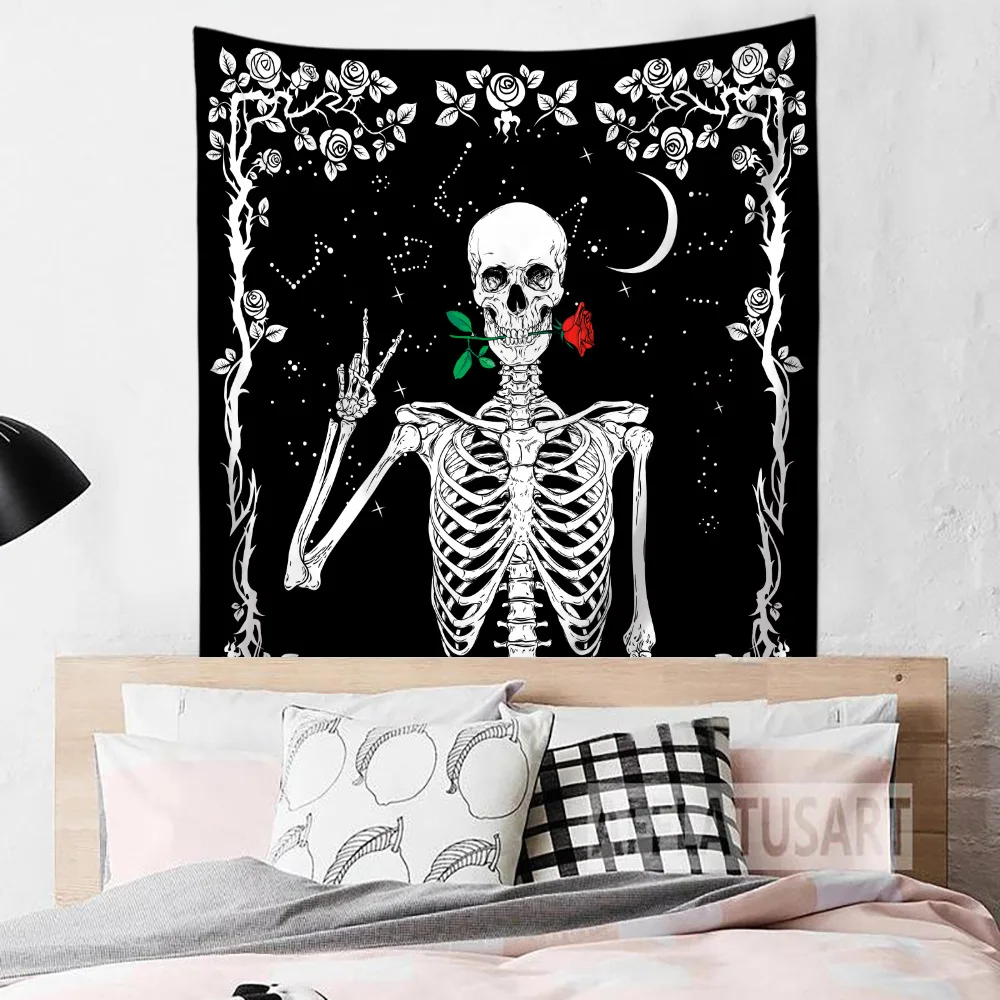 Custom Print Black And White Skulls Kissing Lovers Skeleton Goth Tarot  Ouija Dark Tapestry Wall Hanging - Buy Skull Tapestry,Skull Tapestry Wall  Hanging,Tapestry Wall Hanging Product on Alibaba.com