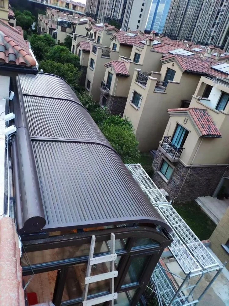 Electric Zip Track Roof System Retractable Aluminium Roller Shuttle