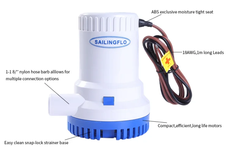 2000gph Bilge Pump for Boat Customization logo Available