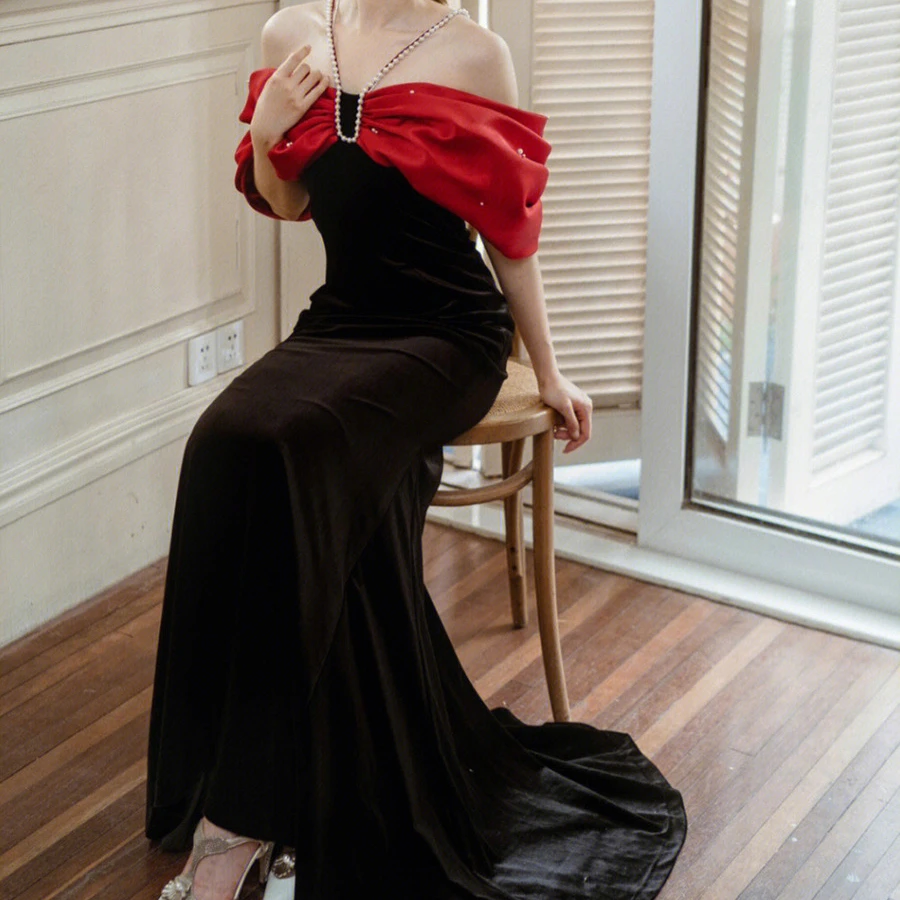 red strapless silk dress Strapless Satin Red Prom Dress with High Thigh Slit – loveangeldress main image 0