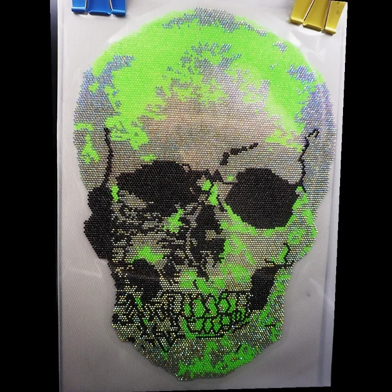 Free sample Fashion Crystal Skull Rhinestone Pattern Sparkle Rhinestone Heat Transfer Designs