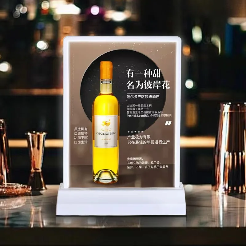 Acrylic Led Table Stand Menu Holder Led Lighting Pos Rechargeable Battery Menu Stand