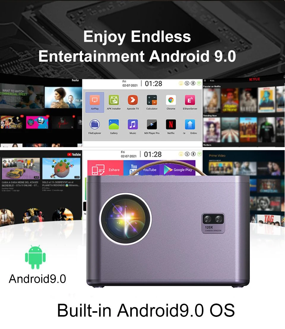 Toumei X5 Startimes Indoor Q2 Dlp 4K Co-W01 Projector 1080 Native  Powercords Tv Lcd Transparent Uk With Usb Hy320