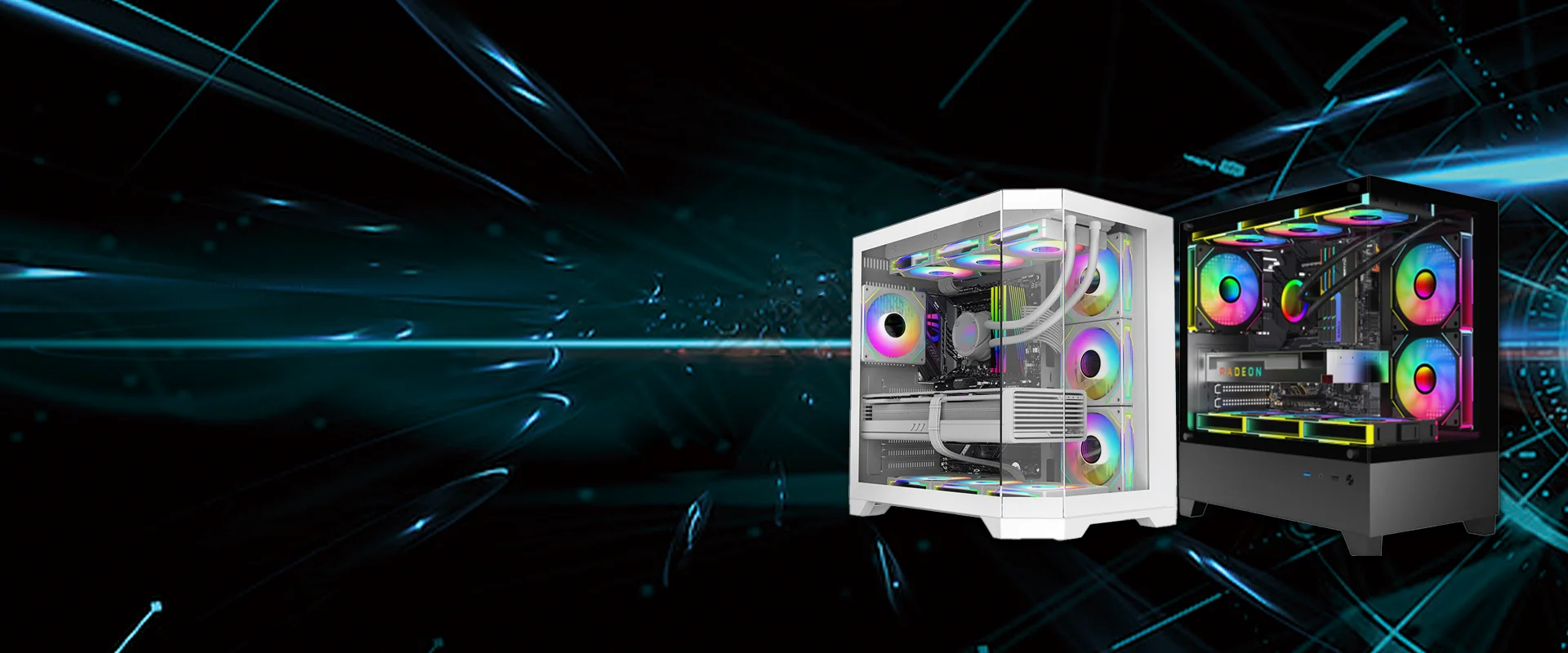 LY PC CASE ATX 6 PWM ARGB Fans Pre-Installed Type-C Mid Tower Computer ...