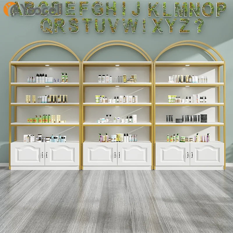 Yoocellサロン美容製品ディスプレイ棚製品棚ゴールドフレーム| Alibaba.com